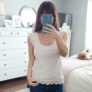 Boden Leila Light Pink Eyelet Trim Top